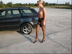Polish sexy ex wife near a car. (6)